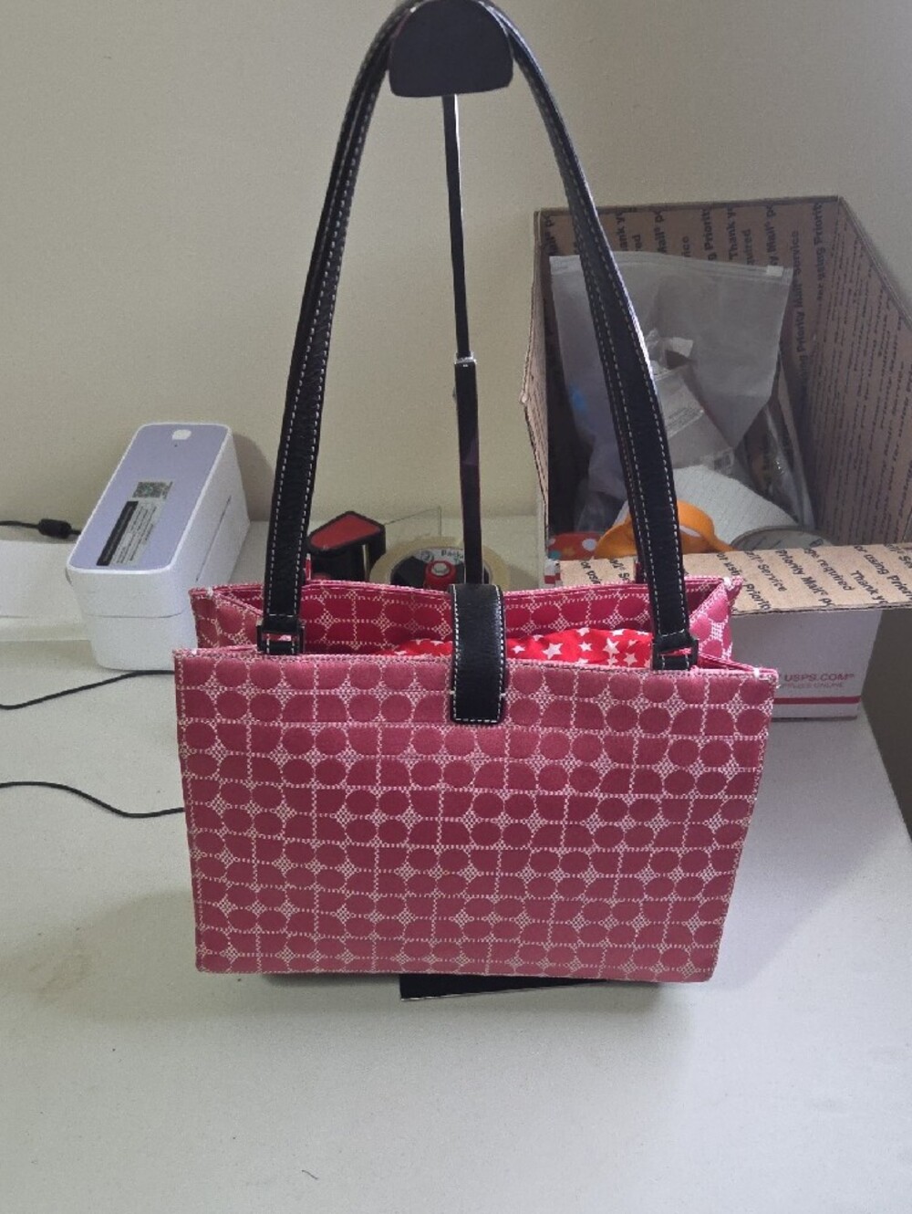 Kate Spade Vintage  Pink Patterned Women’s Tote Bag with Black Handles - Picture 7 of 8